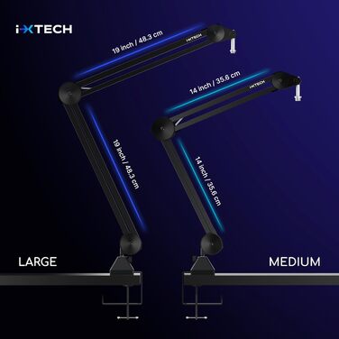 Стійка для мікрофона IXTECH MI06 Heavy Duty: кріплення на стіл для стрімінгу, геймінгу, подкастів з кабелями (Large)