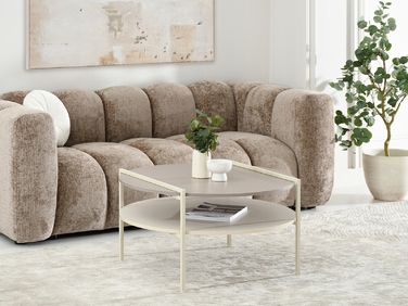 Журнальний стіл Mebel-Partner круглий, 80 x 80 x 45 см, кремовий, відтінки бежевого
