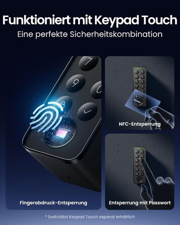 SwitchBot Smart Lock Pro: Розумний замок з акумулятором, Matter, WiFi, підтримка Apple Home, Alexa, Google Home, IFTTT, чорний