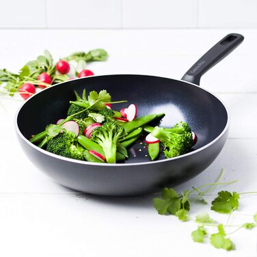 Wok GreenPan Memphis 28 см, керамічний, антипригарний, PFAS-free, для індукції, можна мити в посудомийній машині, чорний