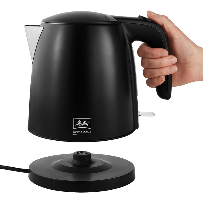 Електрочайник MELITTA Prime Aqua Mini, нержавіюча сталь, 1 л, 2200 Вт, чорний