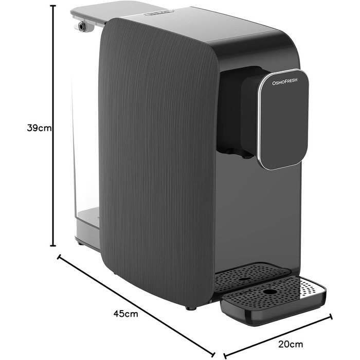 Система зворотного осмосу OsmoFresh Quella Life BLACK EDITION з 6 рівнями температури (15-100°C), мобільна, без підключення до водопроводу, 5-ступенева фільтрація, фільтр для питної води без солей