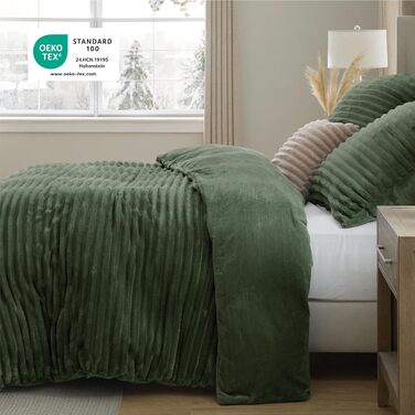 Фланелева постільна білизна BEDSURE, 3 предмети, 200x200 см, оливково-зелена