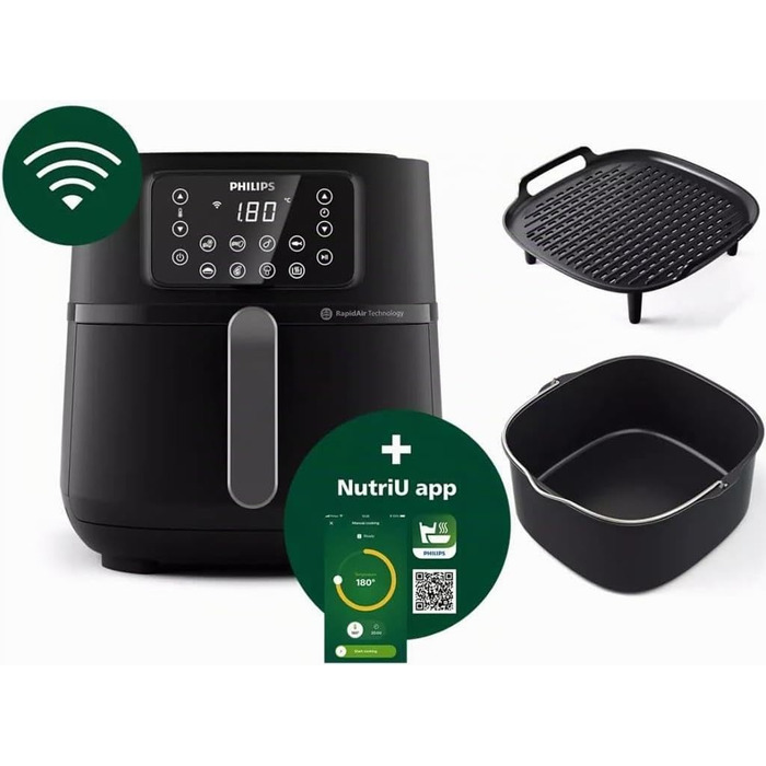 Аерофритюрниця Philips Connected Airfryer XXL HD9285/96 5000-серія, 7.2 л, на 6 осіб, 16 програм, чорна
