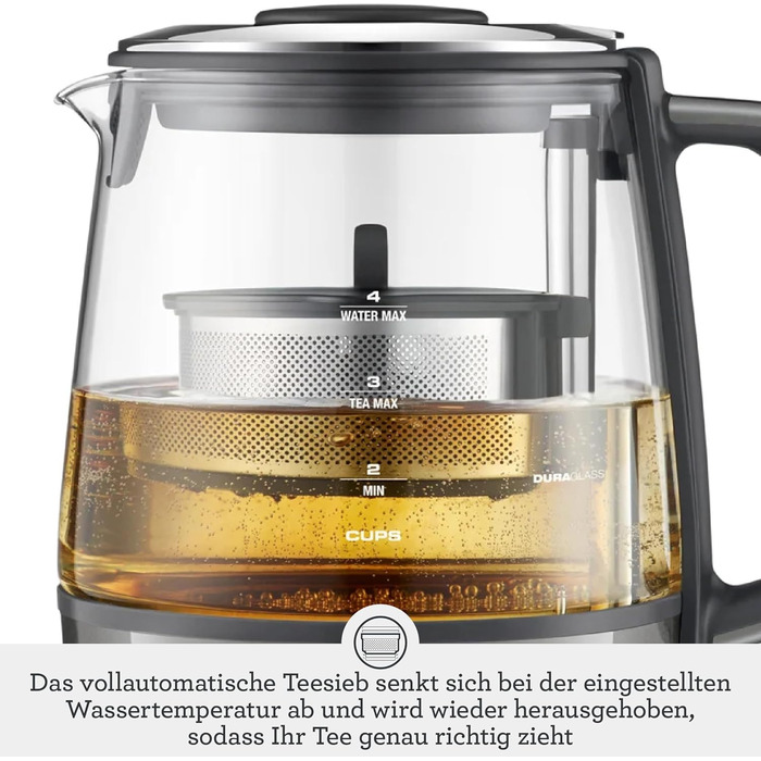 Чайник Sage The Tea Maker Compact, 1 л, скло, копчений гікорі