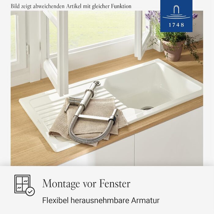Змішувач кухонний Villeroy & Boch Steel Expert Compact, чорний матовий, з висувним гусаком та перемикачем, висота 147мм