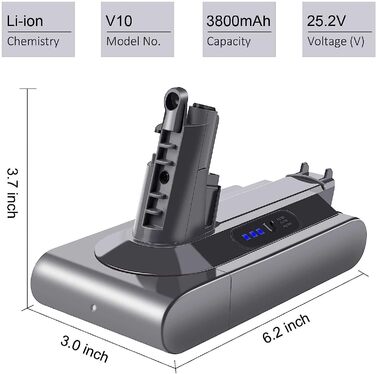 Акумулятор ARyee V10 для пилососа Dyson V10 Animal/Absolute/Motorhead/Fluffy/Total Clean, 25.2В, 3800мАг, сумісний