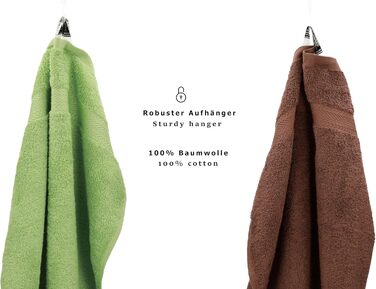 Набір рушників Betz Classic 10 шт. 100% бавовна: 2 банних, 4 для рук, 2 гостьових, 2 для мила, апельсиново-зелений і горіховий