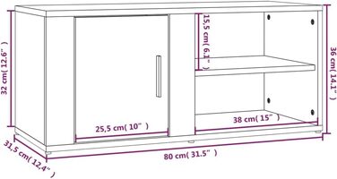 Тумба під телевізор vidaXL, бетонно-сіра, 80x31,5x36 см, ДСП, сучасний ТВ столик, меблі для вітальні