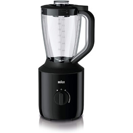 Блендер Braun PowerBlend 3 JB 3150 BK, 1,5 л, скляна чаша, 800 Вт, чорний, кухонний помічник для подрібнення, пюрування та змішування