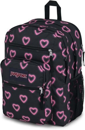 Рюкзак JanSport BIG STUDENT для школи та міста, чорний з принтом Happy Hearts, великий об'єм