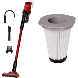 Акумуляторний вертикальний пилосос Einhell TE-SV 18 Li-Solo Power X-Change, 18В, циклонна технологія, BOOST-режим, 3-рівнева фільтрація, з миючим фільтром, без акумулятора та зарядного, з додатковим фільтром
