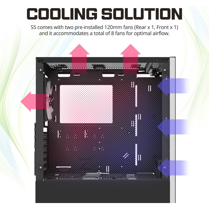 Комп'ютерний корпус Zalman S5 RGB ATX з боковими скляними панелями, чорний