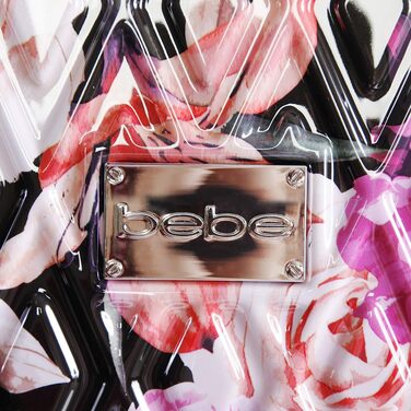 Жіноча валіза Bebe Marie 73.7 см, жорсткий корпус, чорна з квітковим принтом, для багажу (Check-in Spinner)