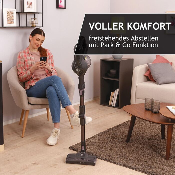 Бездротовий пилосос Hoover HF103X Flex без мішка, з гнучким з'єднанням, XL контейнер для пилу, до 120 м², насадка-щіточка та паркувальна функція