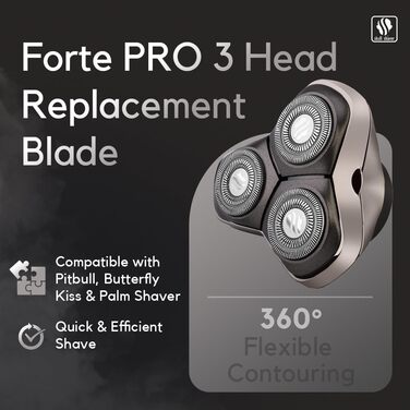 Запасні леза Skull Shaver Forte Pro (3 шт.) для бритв Pitbull, Palm та Butterfly Kiss — для гоління голови, обличчя та тіла