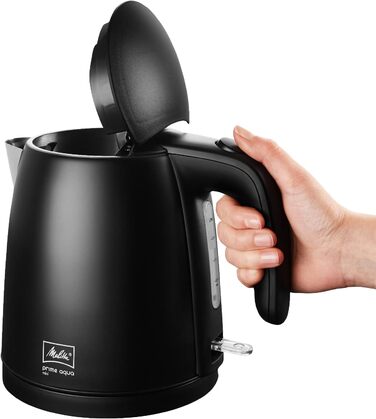 Електрочайник MELITTA Prime Aqua Mini, нержавіюча сталь, 1 л, 2200 Вт, чорний