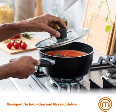 Каструля MasterChef з антипригарним покриттям, скляна кришка, ергономічні ручки, для всіх типів плит, індукція, 18 см, Essentials