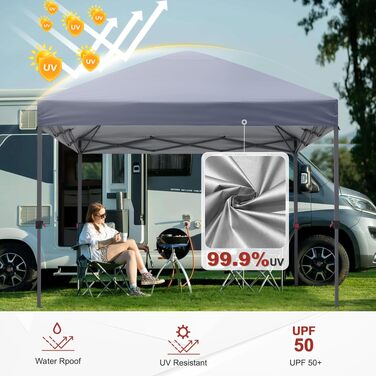ABCCANOPY Павільйон садовий водонепроникний розкладний 2.5x2.5м сірий з центральним замком