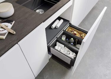 Система для сортування сміття BLANCO SELECT II 60/3, для 60 см шафи, 3 відра по 15 л, висувна, з кришкою