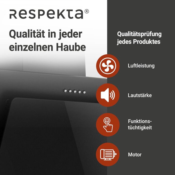 Похила витяжка Respekta CH33060WB (60 см, чорна) з металевим корпусом та скляним екраном, режим відведення та рециркуляції повітря