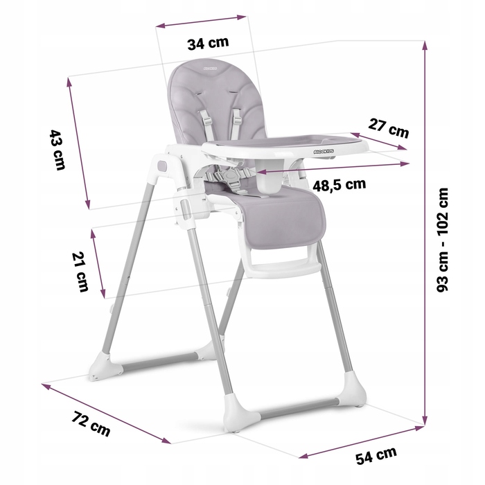 Стілець для годування RicoKids, 102 x 54 x 72 см