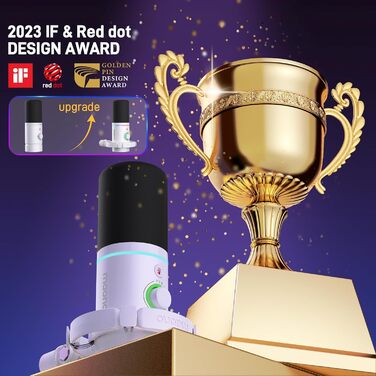 MAONO XLR/USB динамічний мікрофон для подкастів, RGB підсвітка, з програмним забезпеченням, кнопка вимкнення звуку, регулятор гучності, підвіс для стрімінгу, ігор, озвучення, запису, PD200XS, білий
