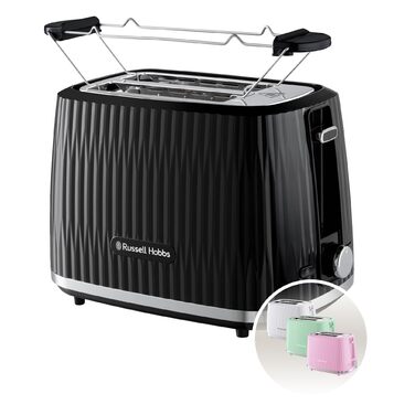 Тостер Russell Hobbs Eden на 2 тости, чорний - 6 режимів, підйом, розморожування, підігрів, лоток для крихт, тримач для булочок 27372-56