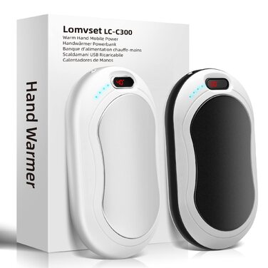 Електричні грілки для рук 2 шт. 10000 mAh з цифровим дисплеєм, USB-зарядка, Powerbank, подарунок на зиму для жінок та дітей (чорний/сріблястий)