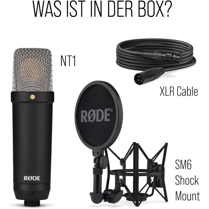 RØDE NT1 Signature Series студійний конденсаторний мікрофон з великою діафрагмою, антивібраційним кріпленням, поп-фільтром та XLR-кабелем для музики, вокалу, стрімінгу і подкастів