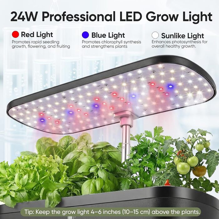 Гідропонна система для дому на 52 капсули з LED-освітленням 24 Вт, інтелектуальний набір для вирощування зелені, салатів та трав у кухні або на балконі