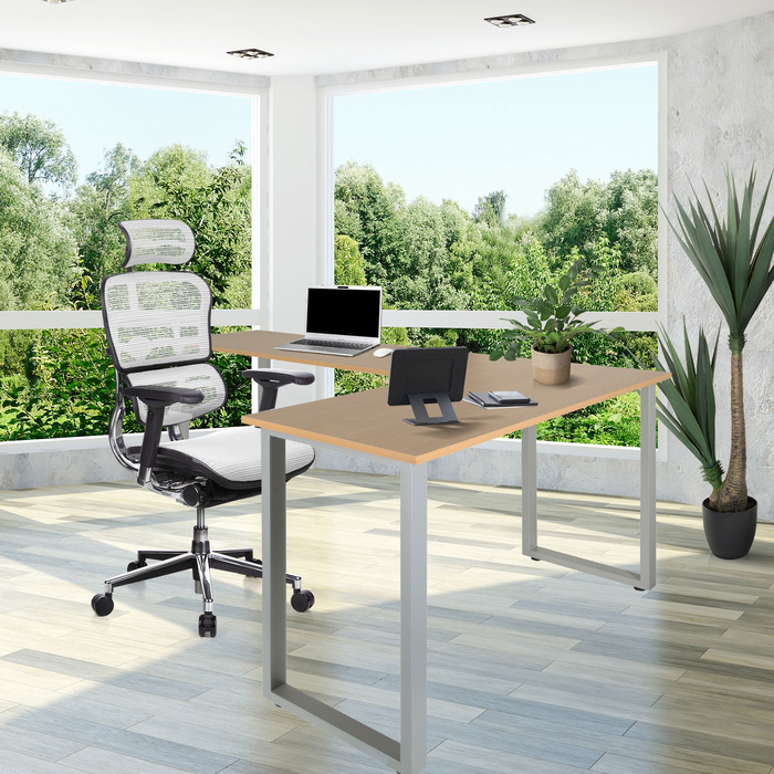 Робочий стіл WORKSPACE BASIC I 165 x 120 см, бук/срібло hjh OFF