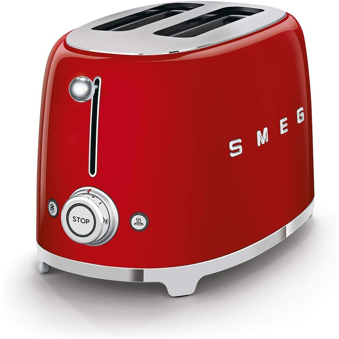 Тостер Smeg TSF01CREU 2-слотовий червоний, 950 Вт: з підрум'юванням, розморожуванням та функцією для булочок