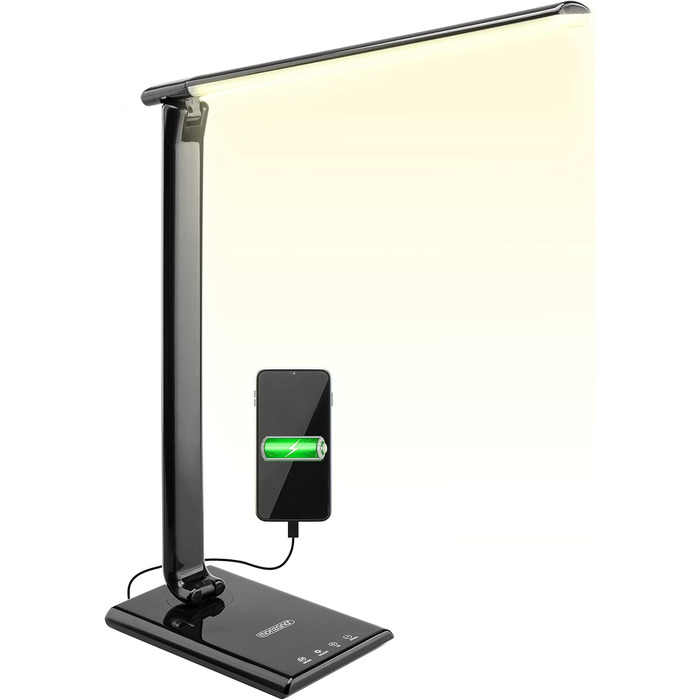 Світлодіодна настільна лампа Monzana з USB, 3 кольори, 5 рівнів яскравості, сенсорне керування, тепле світло, чорна для офісу та спальні