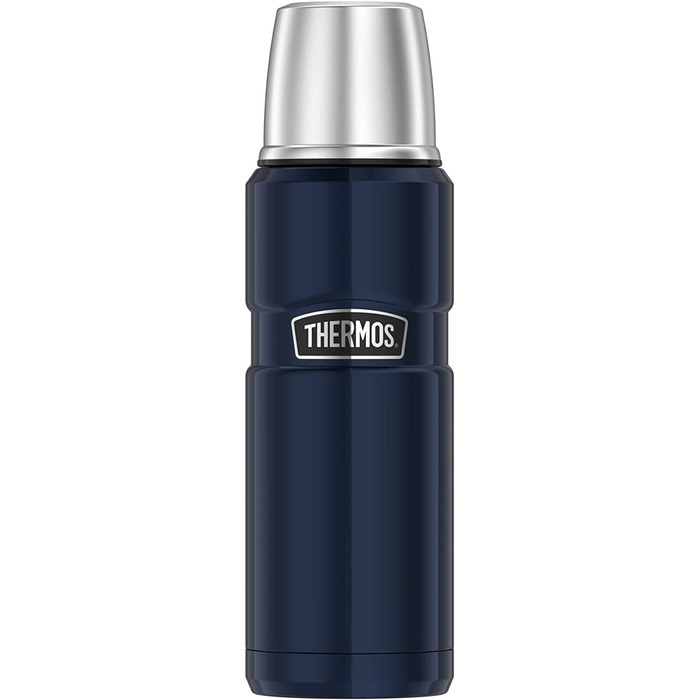 Термос із нержавіючої сталі 470 мл Thermos, синій, із чашкою, зберігає тепло 12 год, холод 24 год, герметичний, BPA-free, для напоїв, без ручки, можна мити в посудомийці