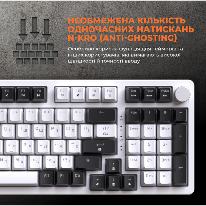 Дротова механічна клавіатура GamePro MK170W (Red) з Hot-Swap RGB White