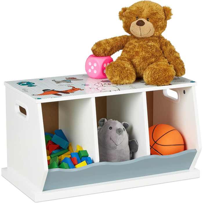 Дитяча книжкова полиця Relaxdays з малюнком собаки, 3 відділення, 32,5x60x36 см, для дівчаток і хлопчиків, МДФ, яскрава