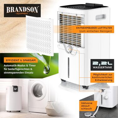 Осушувач повітря Brandson 16л з компресором для дому, спальні, підвалу - електричний, тихий, з дисплеєм