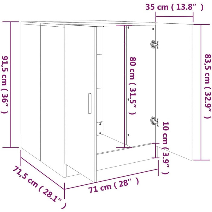 Шафа над пральною машиною Homiuse, сіро-сонома, 71x71,5x91,5 см, містка, стильна, для ванної та пральні