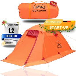 Намет GOALPINE® Expedition I 2-місний помаранчевий: ультралегкий, водонепроникний (4000 мм) для туризму, альпінізму та велопоходів, 3-4 сезони, швидке встановлення