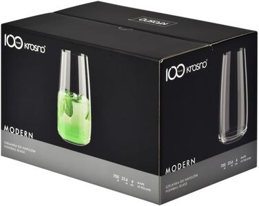 Набір великих стаканів Krosno Modern з безсвинцевого кришталю, 700 мл, 6 шт. — для води, соку, пива та коктейлів