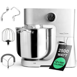 Кухонна машина ProfiCook PC KM 1254 Titan: планетарний міксер з чашею 12 л, 2500 Вт, металевим редуктором та LED-дисплеєм, для тіста до 8.5 кг