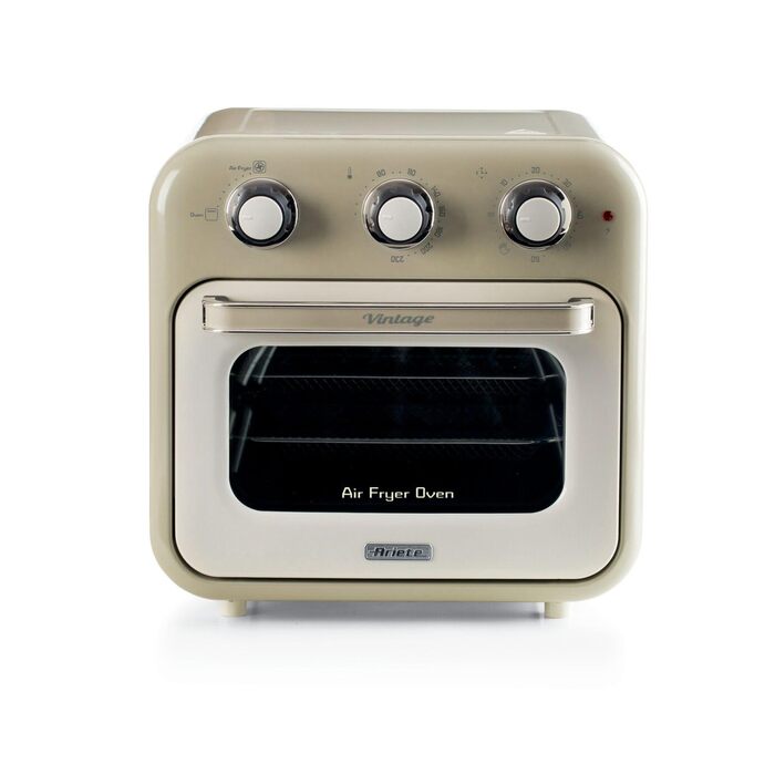 Аерофритюрниця та духовка 2-в-1 Ariete Vintage 4632, 16 л, з вертелом та кошиками з нержавіючої сталі, до 230°C, таймер 60 хв, 1400 Вт, бежевий