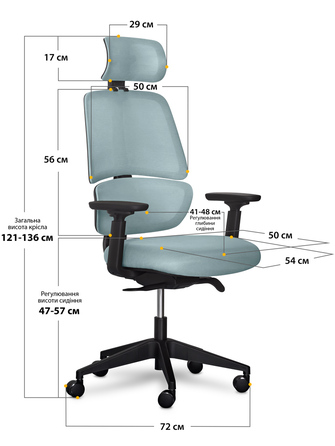Крісло Mealux Leo Air Plus Grey / Blue (арт.Y-546 KBGL)
