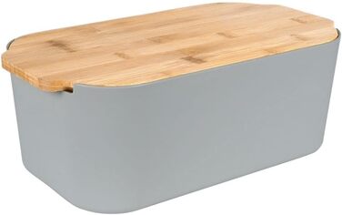 Хлібниця Vilde з дерев'яною кришкою, сіра, 33x18,5x12 см – контейнер для зберігання хліба