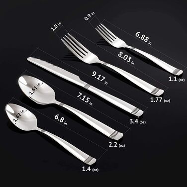 Набір столових приборів Elegantes Design на 8 осіб (40 предметів) - ложки, виделки, ножі, нержавіюча сталь 18/10, для посудомийної машини