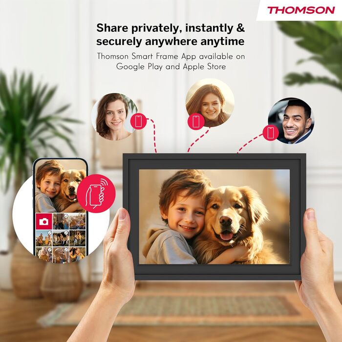 Фоторама Thomson Fotorahmen 10 дюймів: FHD IPS сенсорний екран, 32 GB, Wi-Fi, поворот, iOS/Android (Чорний)