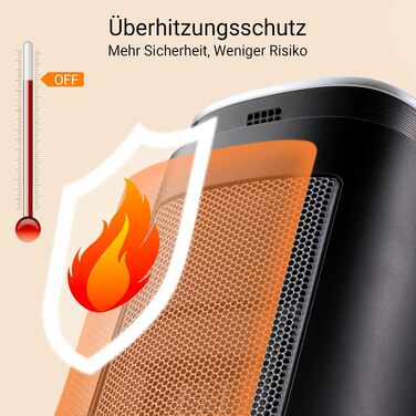 Керамічний обігрівач Midea 2000W з ECO-режимом, поворотним механізмом 70°, таймером на 8 годин та захистом від перегріву для вітальні та офісу