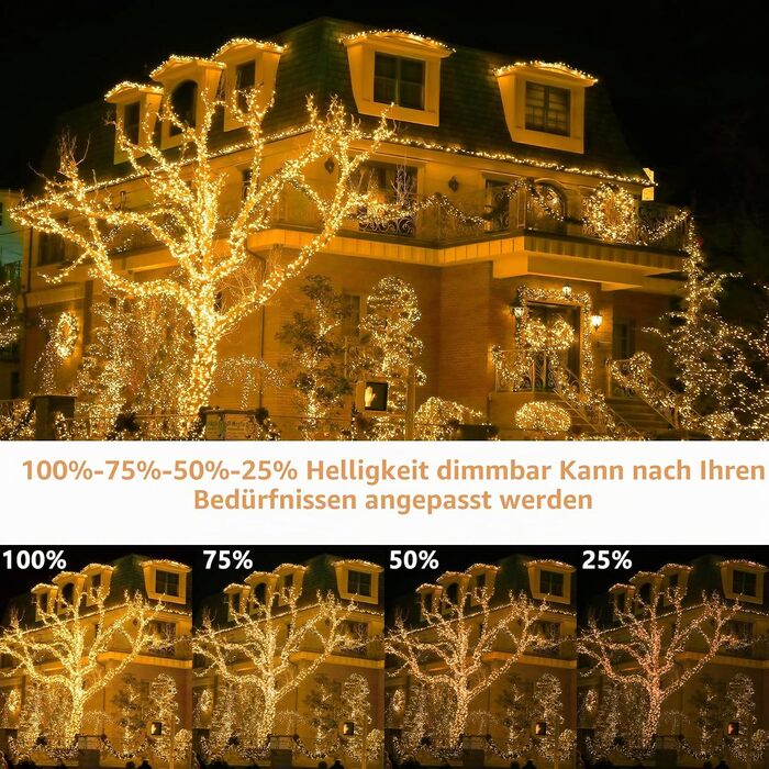 Світлодіодна гірлянда YAGOPAL 100м 800 LED для вулиці та дому, багатоколірна, 8 режимів з пультом керування та таймером, IP65 для ялинки, тераси та святкового декору