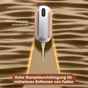 Праска для одягу Newbealer: компактна туристична праска, 1200W, 3 режими, швидкий нагрів 45с, зелено-золота